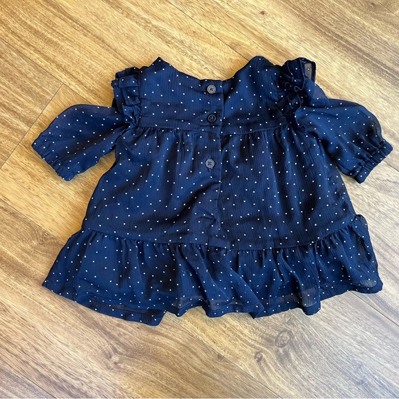 4 for $10 🌈 Baby B’Gosh Navy Blue Polka Dot Ruffled Dress - Picture 6 of 6